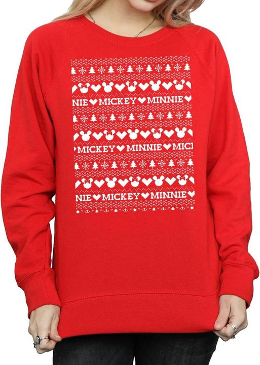 Actual product image Disney Womens/Ladies Mickey And Minnie Christmas Fair Isle Sweatshirt (M)