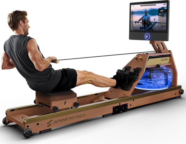 Actual product image (Set-A) Sportstech Rudergerät AquaElite Walnut