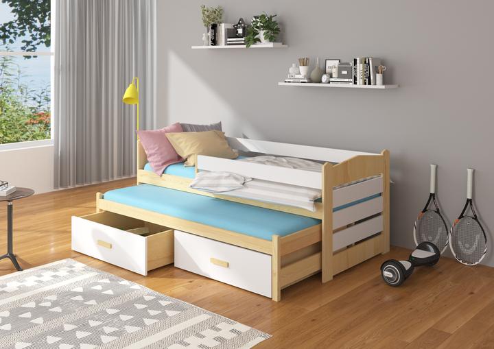 Produktbild ADRK Furniture Doppelbett mit Geländer und Matratzen TIARRO 180x80 (180 x 80 cm)