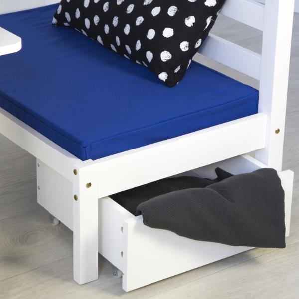 Produktbild Homestyle4u Kinderbett Hochbett mit Schreibtisch und Sitzkissen (90 x 200 cm)