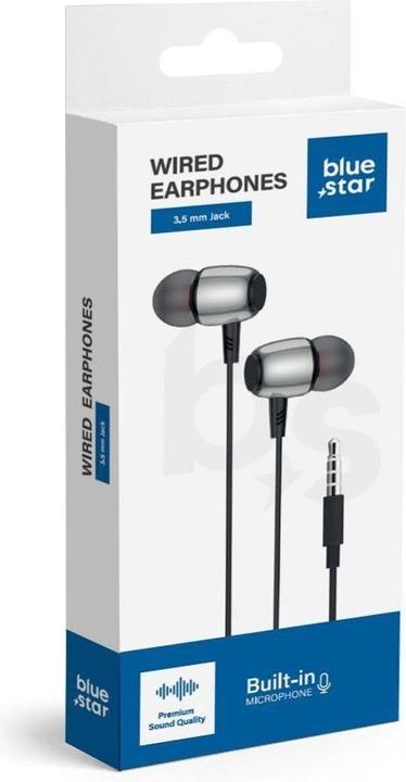 Produktbild BlueStar Wired headphones Blue Star BLUE STAR wire earphones Jack 3,5 mm with microphone M09 1,2 m black (Kabelgebunden)