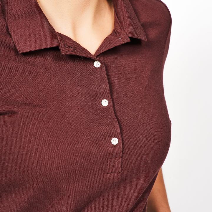 Produktbild Inesis Damen Golf Poloshirt kurzarm Baumwolle - MW500 dunkelbraun (S)