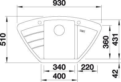 Productafbeelding Blanco Zia 9 E (Aanrecht, 93 cm, 51 cm)