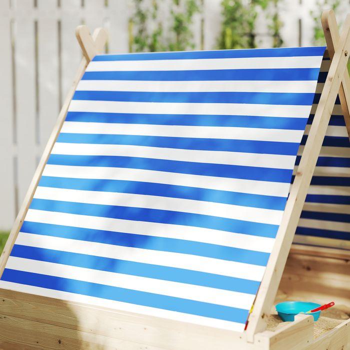 Produktbild Swisshandel24 Sandkasten mit Zeltdach, 120 x 120 cm Sandkiste aus Holz mit Bodenplane Natur