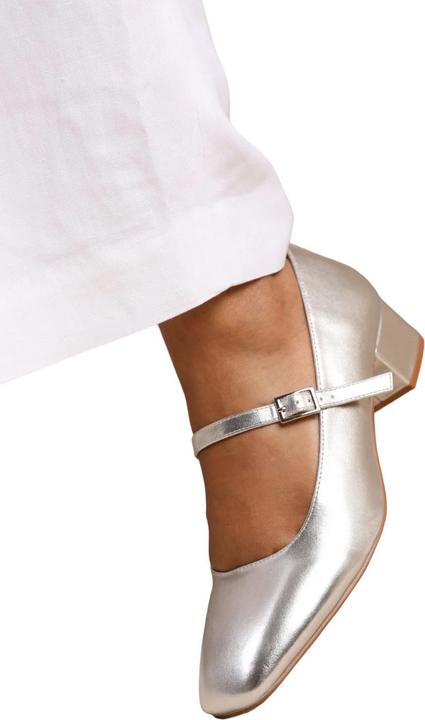 Actual product image Where's That From Womens/Ladies Oslo PU Square Toe Wide Low Block Heel Pumps (38)