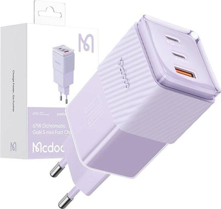Immagine prodotto Mcdodo Caricatore da rete GaN 67W CH-1502 2x USB-C, USB-A (viola) (67 W)