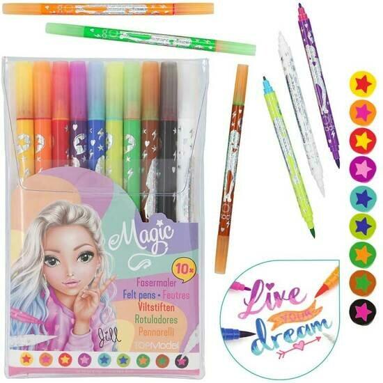 Produktbild Depesche 11398 TOPModel Doppelfasermaler-Set, EIN Magic-Stift und 9 Filzstifte mit jeweils Zwei Spit (Mehrfarbig, 10 x)