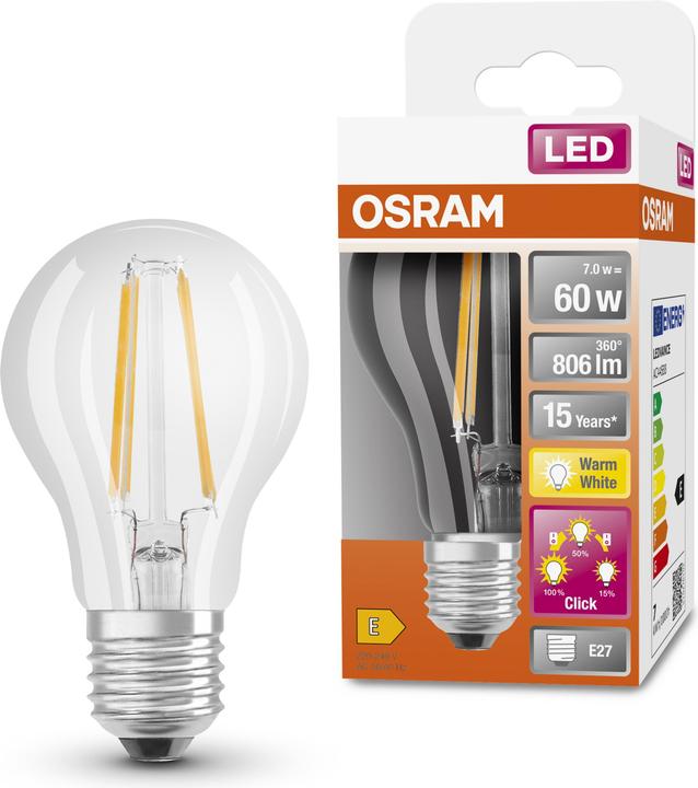 Produktbild Osram Led Three Step Dim Classic A (E27, 6.50 W, 806 lm, 1 x, E)