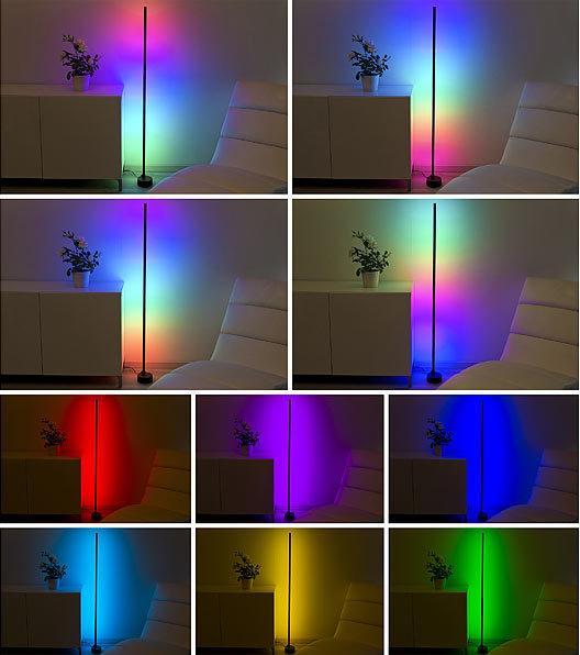 Produktbild Luminea WLAN-LED-Steh-/Eck-Leuchte mit App, 12 Watt, schwarz (750 lm)