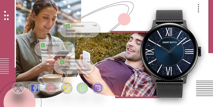 Image du produit Giewont Montre intelligente pour femme GW330-3 Bracelet en silicone noir-noir + Bracelet noir