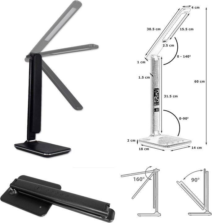 Produktbild Tec Dimmbare LED-Tischlampe mit USB-Anschluss und Display (450 lm)