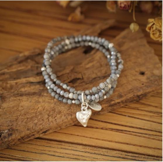 Produktbild Andreani Armband aus echtem Picasso Jaspis mit Herzanhänger von (19 cm)