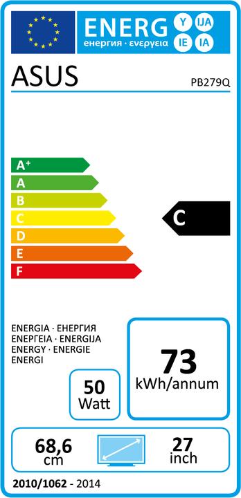 Label énergétique ASUS Pa279q (2560 x 1440 pixels, 27")