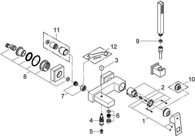 Actual product image Grohe Eurocube single lever bath mixer