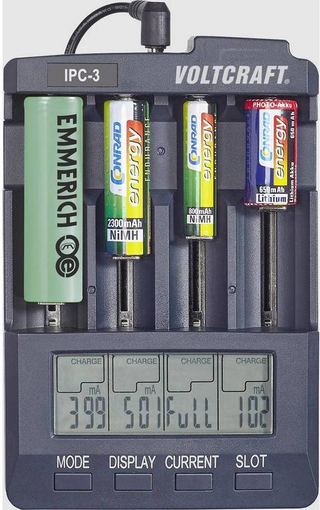 Image du produit Voltcraft Chargeur de piles rondes IPC-3 (1 pcs, 14500, 18650, CR123A, AA, Chargeurs sans batterie)
