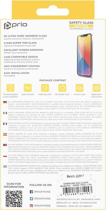 Produktbild prio Panzerglas Panzerglas für Samsung S22 klar (1 Stück, Samsung Galaxy S22 5G)