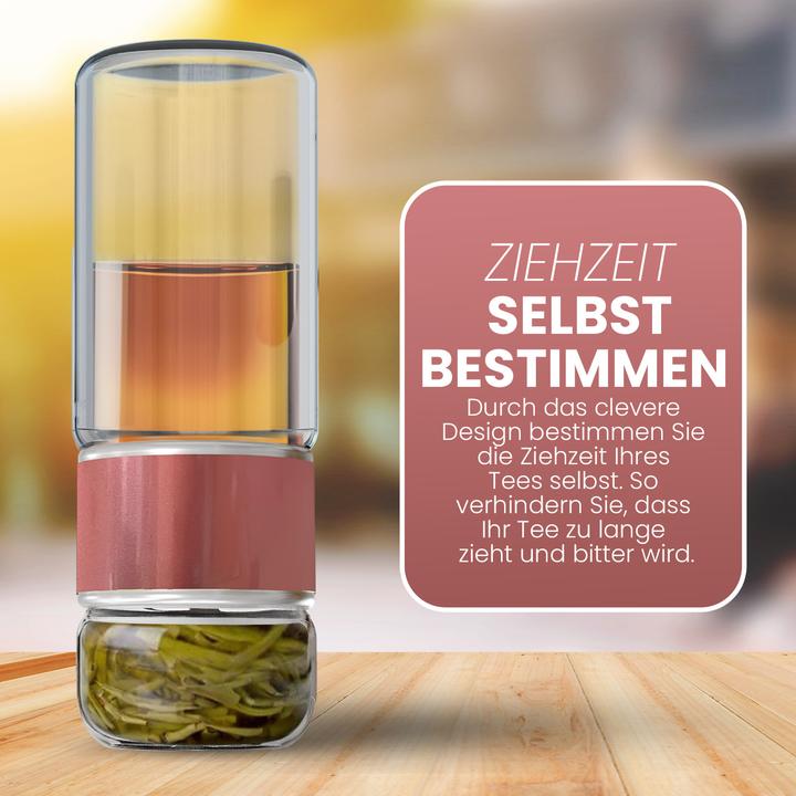 Produktbild Gewürzladen Näfels Drehbare Teeflasche aus hitzebeständigem Glas mit Teefilter - to go (0.24 l)