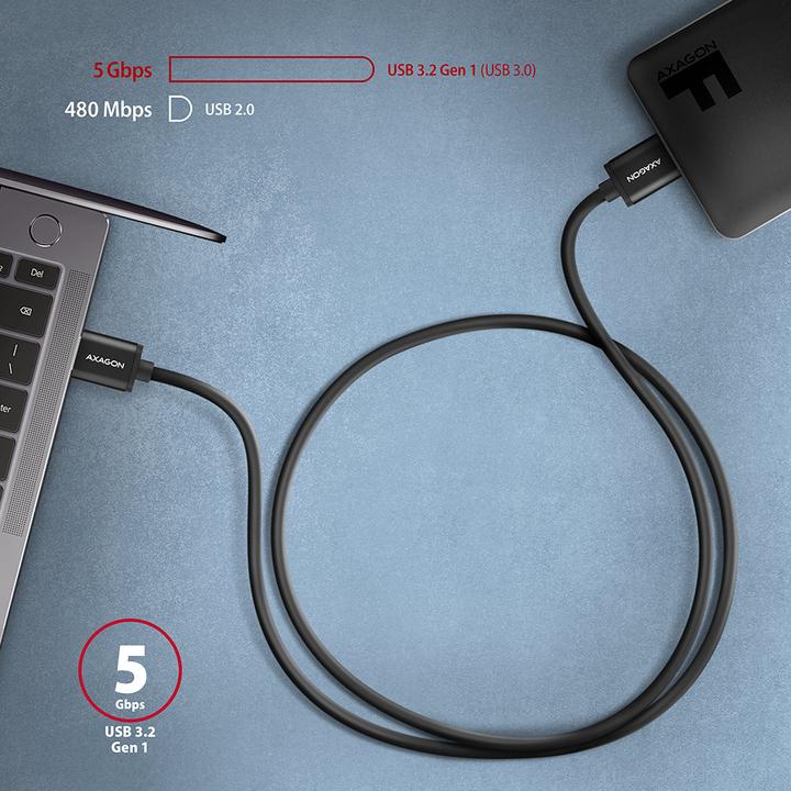 Image du produit Axagon BUMM3-AM10AB Câble Micro-B USB vers USB-A 3.2 Gen 1 (1 m, USB 3.2 Gen 1)