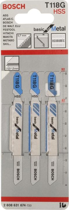 Immagine prodotto Bosch Professional Zubehör T 118 G Basic per il metallo