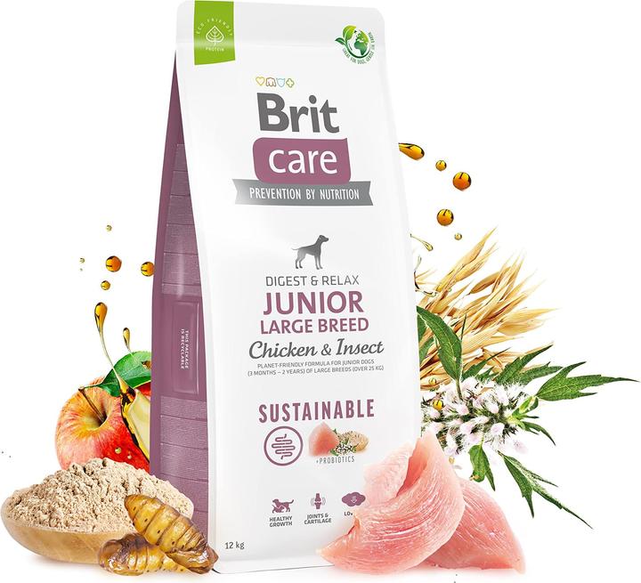 Produktbild Brit Care Dog Sustainable Junior Large Breed Chicken & Insect - Hundetrockenfutter - 12 kg (Junior, 1 Stk., 12000 g)