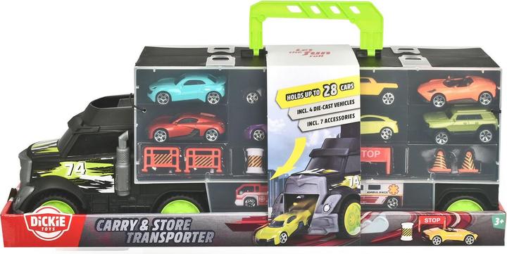 Produktbild Dickie Transporter mit 4 Autos und Zubehör aus Druckguss