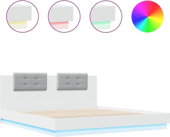 Produktbild VidaXL Bettgestell mit Kopfteil und LED-Leuchten (160 x 200 cm)