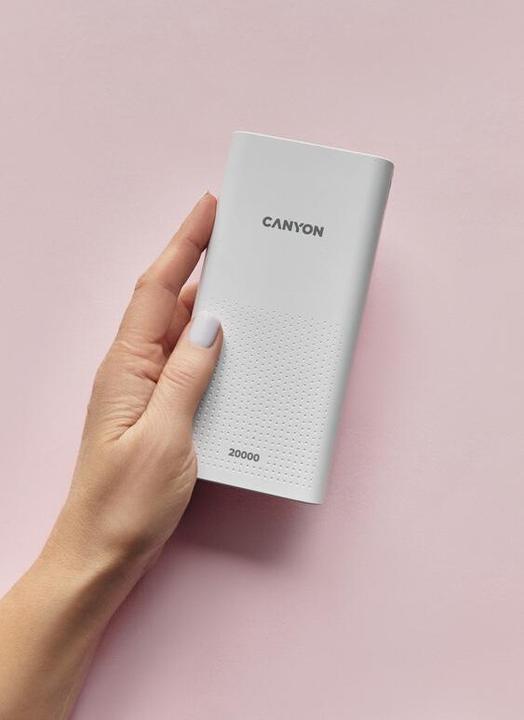 Produktbild Canyon Power bank PB-2001 20000 mAh White (20000 mAh, 20 W, 74 Wh)