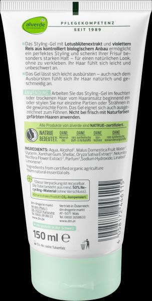 Produktbild dm alverde Styling-Gel Bio-Lotusblüte, Bio-Violetter Reis (Haargel, 36 ml)
