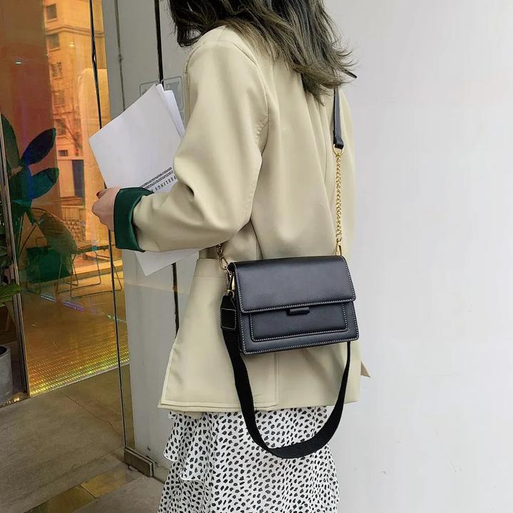 Actual product image Only-Bags.Store Contrast Colour Leather Crossbody Bags Travel Handbag Fashion Simple Shoulder Messenger Bag