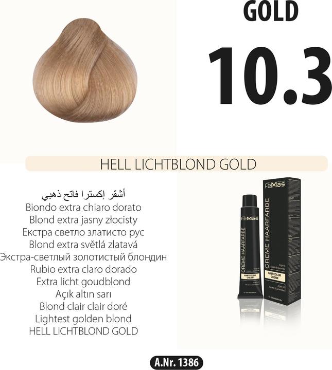 FemMas (10.3) Haarfarbe Hell Lichtblond Gold 100ml (10.3 Hell Lichtblond Gold)