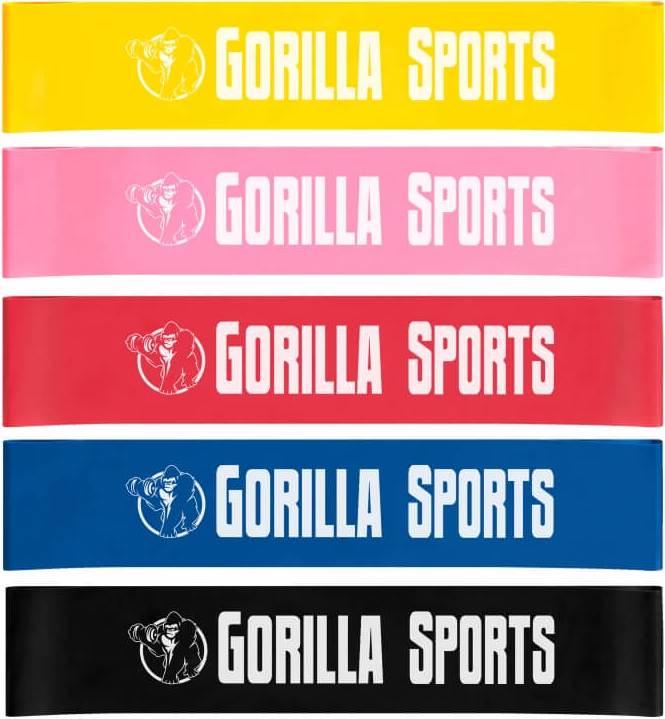 Immagine prodotto Gorilla Sports Set di bande di resistenza (0.50 m, Extra Light, Light, Medio, Strong, Extra strong)