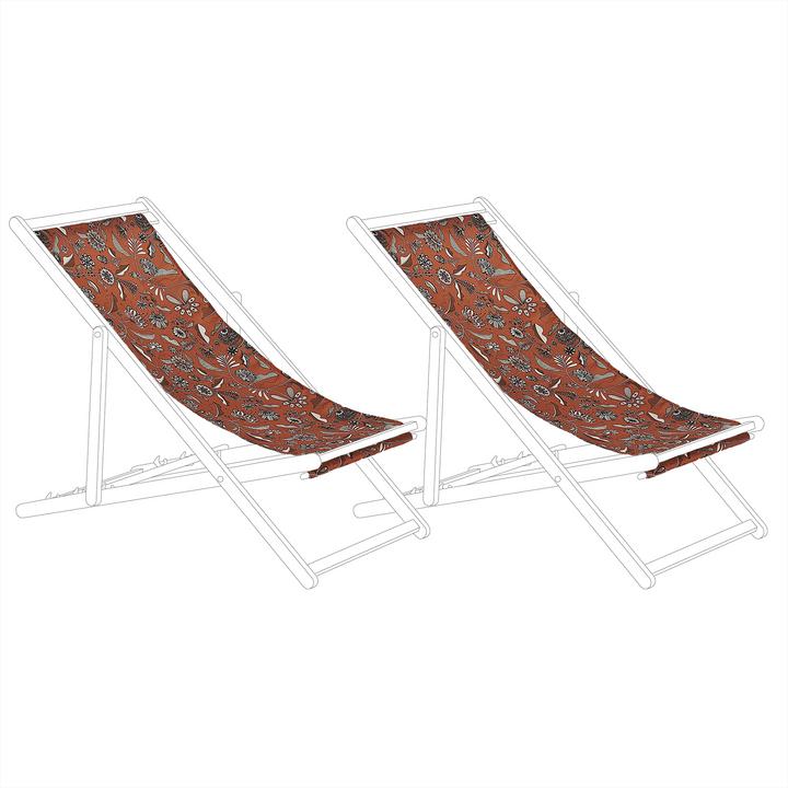 Produktbild Beliani Stoffbezug 2er Set für Gartenliegen ANZIO / AVELLINO Pflanzenmotiv rot (44 cm)