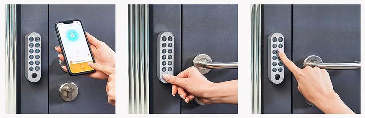 Image du produit VisorTech Actionneur de serrure de porte avec code PIN, capteur d'empreintes digitales, Bluetooth, App (Smartphone)