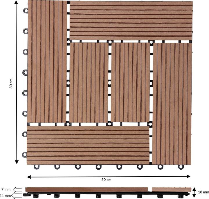 Produktbild Casaria WPC Fliesen (11 x, 30 x 30 x 2 cm)