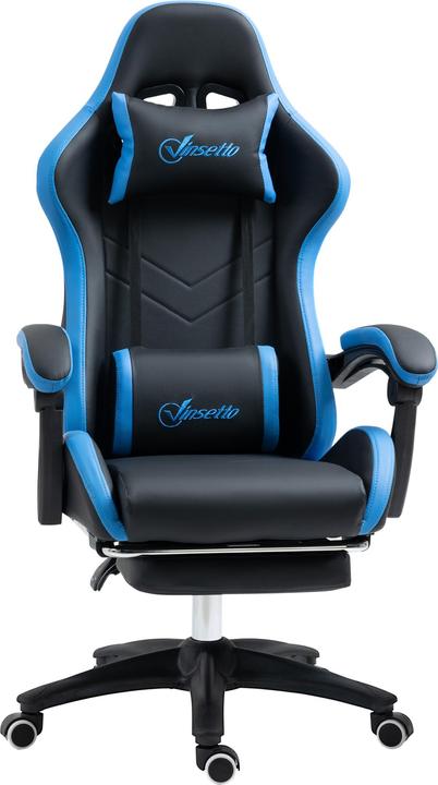 Image du produit Outsunny Chaise gaming Chaise de bureau avec coussin lombaire, appui-tête, avec repose-pieds