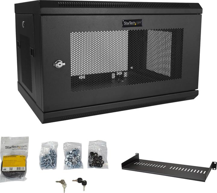 Produktbild StarTech 6HE wandmontage Server Rack - bis zu 43cm tief - Gehäuse mit Scharnier - Netzwerkschrank - Server... (6 HE, 19 Zoll Rack)