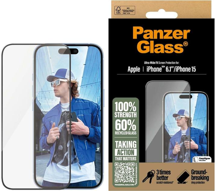 Produktbild PanzerGlass Ultra-Wide Fit (1 Stück, Apple iPhone 16, Apple iPhone 15)