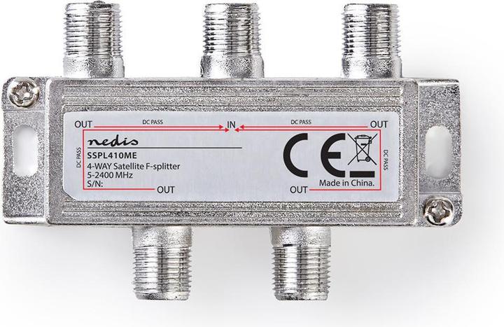 Actual product image Nedis Satellite Splitter | 5 - 2400 MHz | 11.5 dB | Number of inputs: 1 | Number of outputs: 4 | I (CAT8.1)