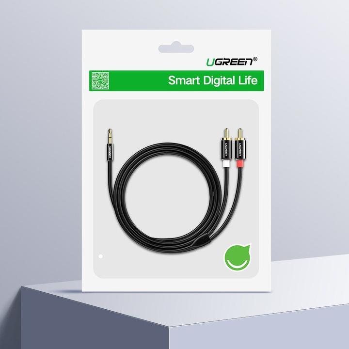 Actual product image Ugreen audio cable 3.5 mm mini jack - 2RCA 3m black (10590) (3 m, 3.5mm jack (AUX))