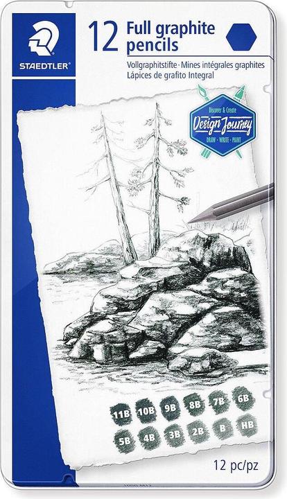 Immagine prodotto Staedtler Matite di grafite solida 100G Mars Lumograph in grafite pura (2 mm, 2B, 3B, 4B, 5B, 6B, 7B, 8B, 12 x)