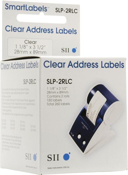 Produktbild Seiko SLP-2RLC Adressetiketten, transparent, 2 Rollen à 130 Etiketten