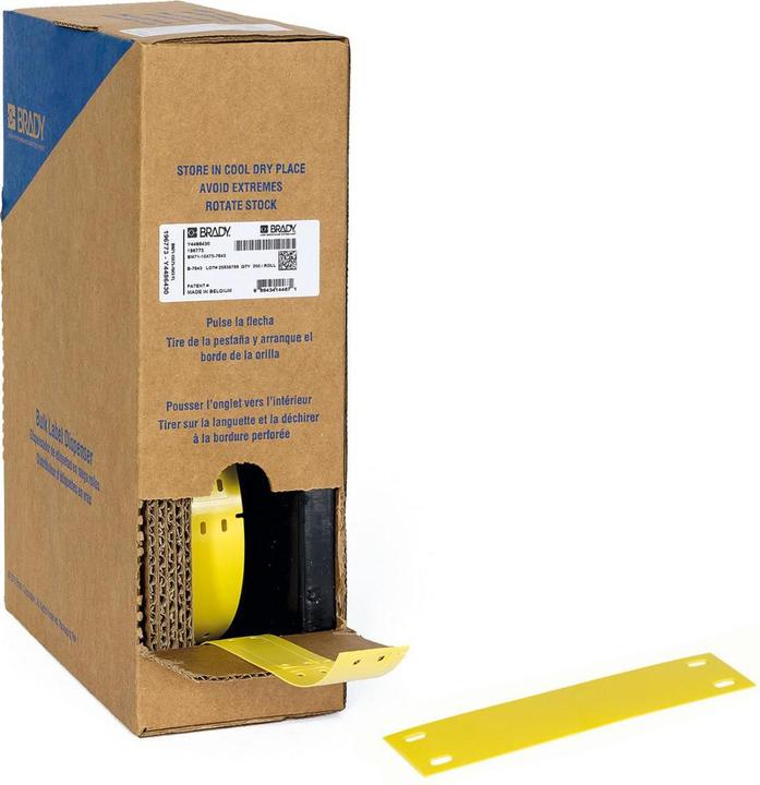Actual product image Brady BM-15x75-7643-YL, Heatex labels, yellow, matt, 15.00 x 75.00 mm, non-adhesive, large roll (2