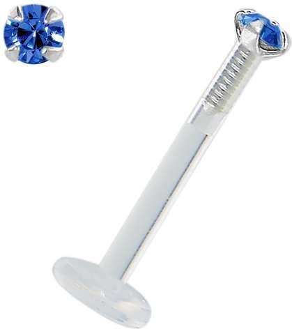 Image du produit Bijouteria Piercing pour lèvre/Tragus (Bioplastique, Argent 925, Cristal Swarovski)