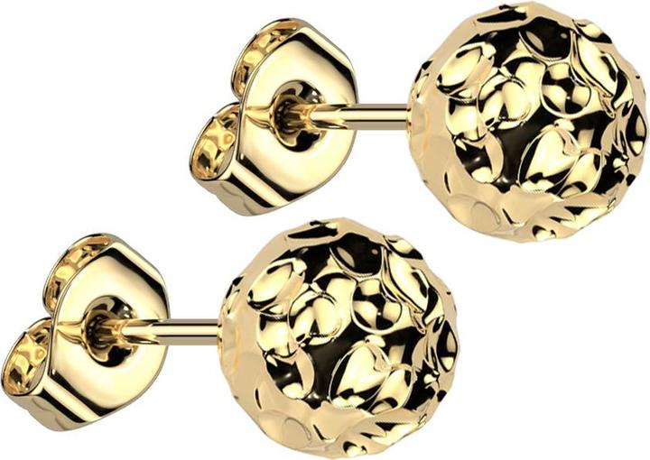 Image du produit Star Piercing Clous d'oreille plaqués or avec boule martelée (Acier chirurgical 316L, sans laiton)