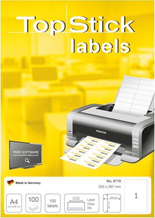 Actual product image TopStick TOP STICK universal labels, 200 x 297 mm, whiteá