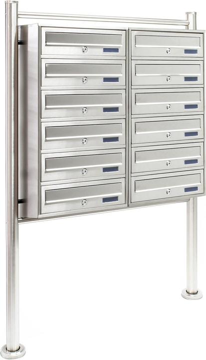 Wiltec 12er Briefkastenanlage Edelstahl 2x6 Fächer Standbriefkasten Briefkasten
