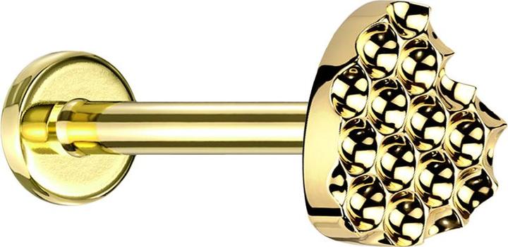 Produktbild Star Piercing Micro Labret Innengewinde vergoldet gepunkteter Diamantschliff Herz vergoldet (ohne Messing, Titan G23)