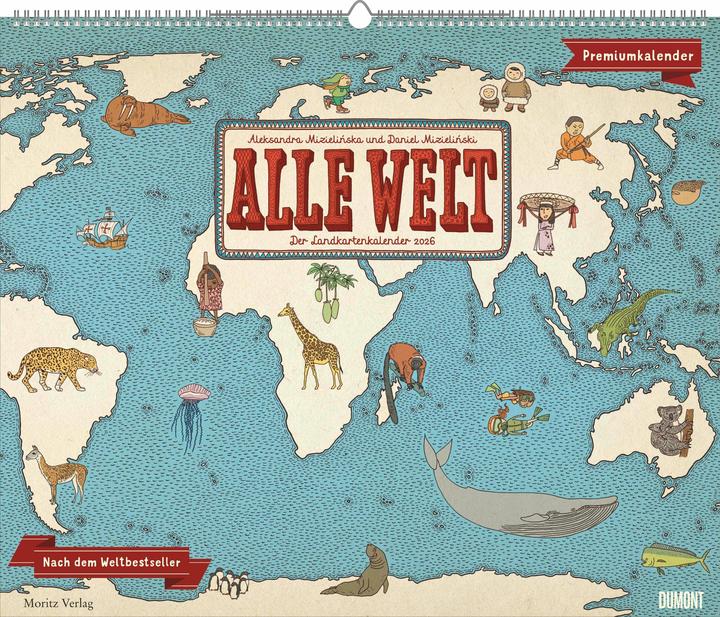 Immagine prodotto Alle Welt 2026  Landkarten-Kalender von  Kinder-Kalender Querformat 60 x 50 cm (Copertina rigida, Tedesco)