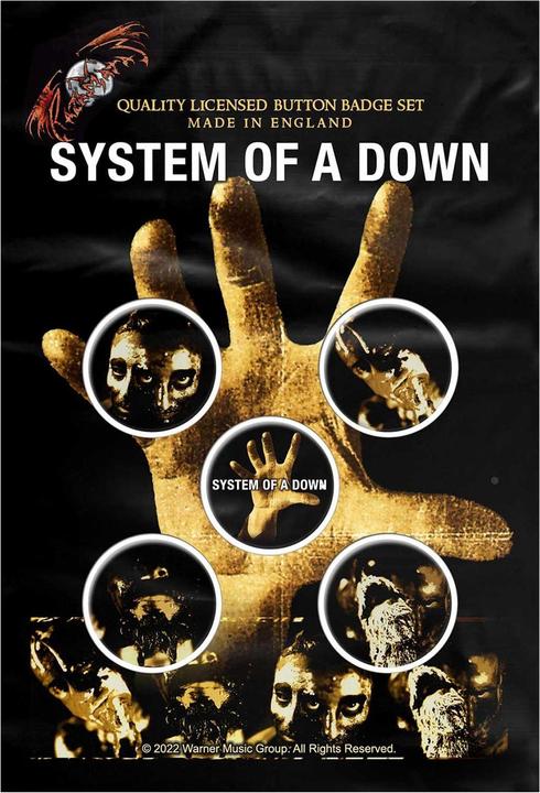 Produktbild System Of A Down Hand Abzeichen 5erPack Kunststoff Metall