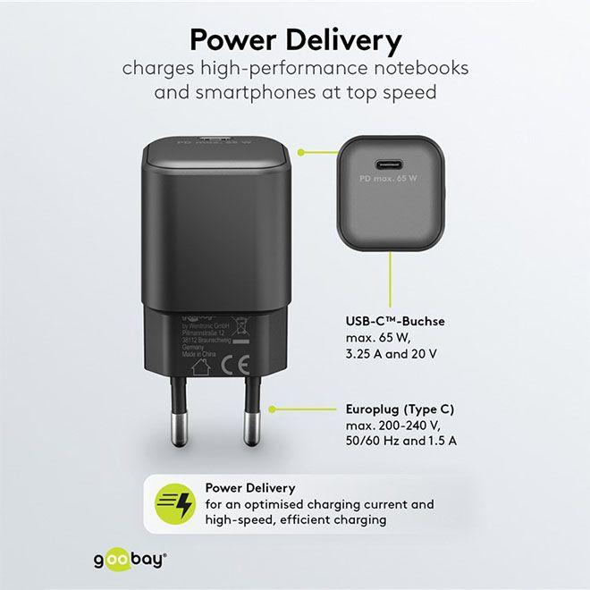 Produktbild Goobay USB-C Nano Schnellladegerät mit GaN Technologie (65 W)